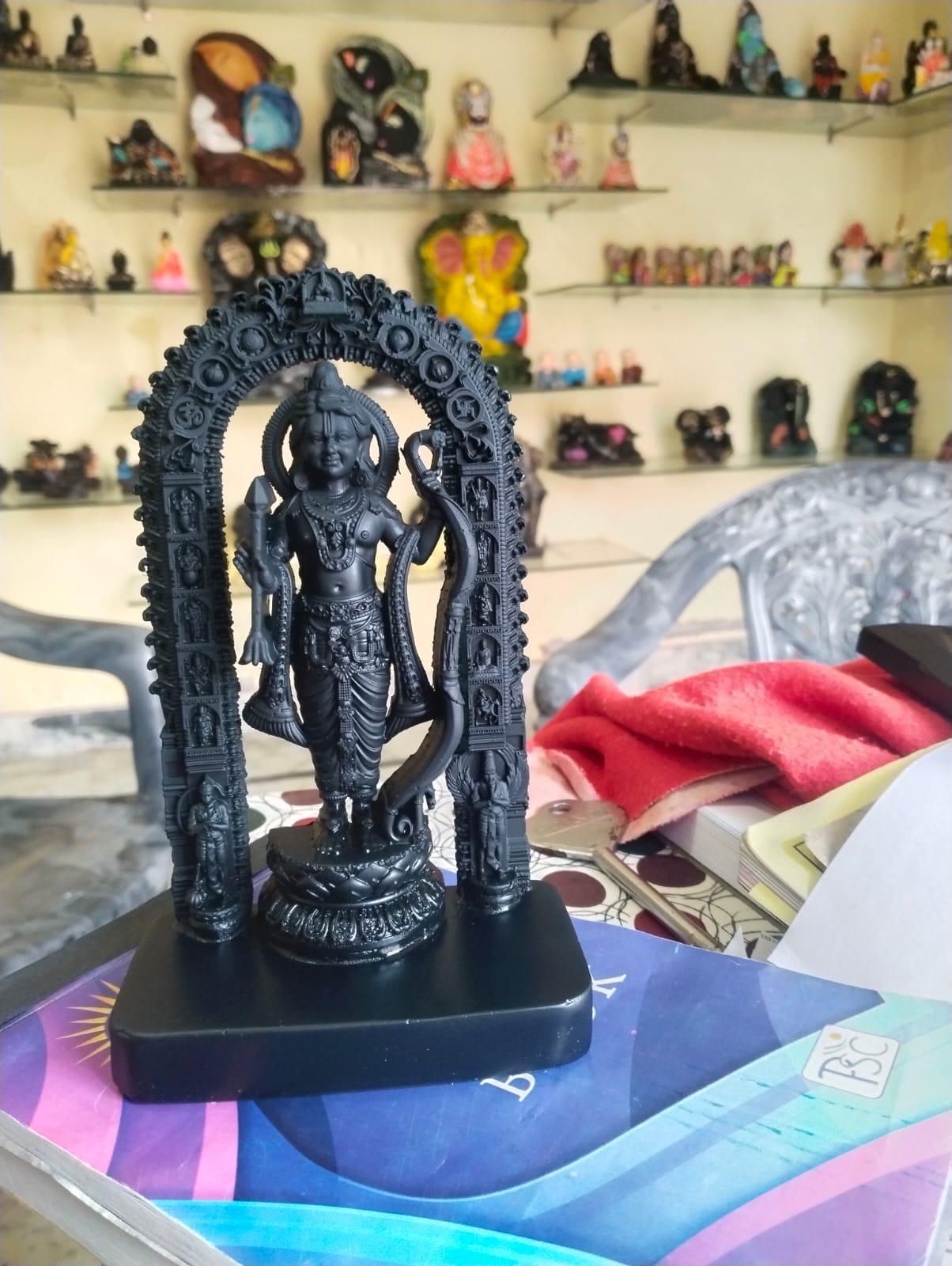 Global Grabbers Polyresin 3D Ram Lalla Ayodhya Idol Statue Showpiece Murti for Home Decor Decoration Gift Gifting Items