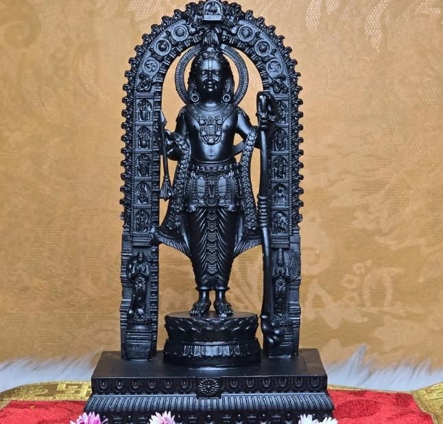 Global Grabbers Polyresin 3D Ram Lalla Ayodhya Idol Statue Showpiece Murti for Home Decor Decoration Gift Gifting Items