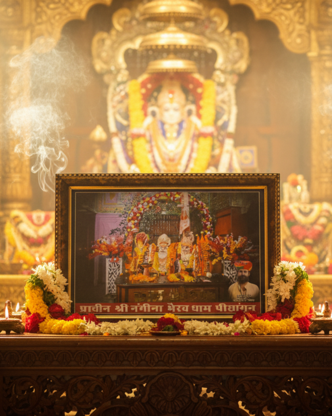 "प्राचीन श्री नाड़ नगीना काल भैरव धाम पीसांगन – आध्यात्मिक मंदिर " भगवान श्री काल भैरव की तस्वीर ।।